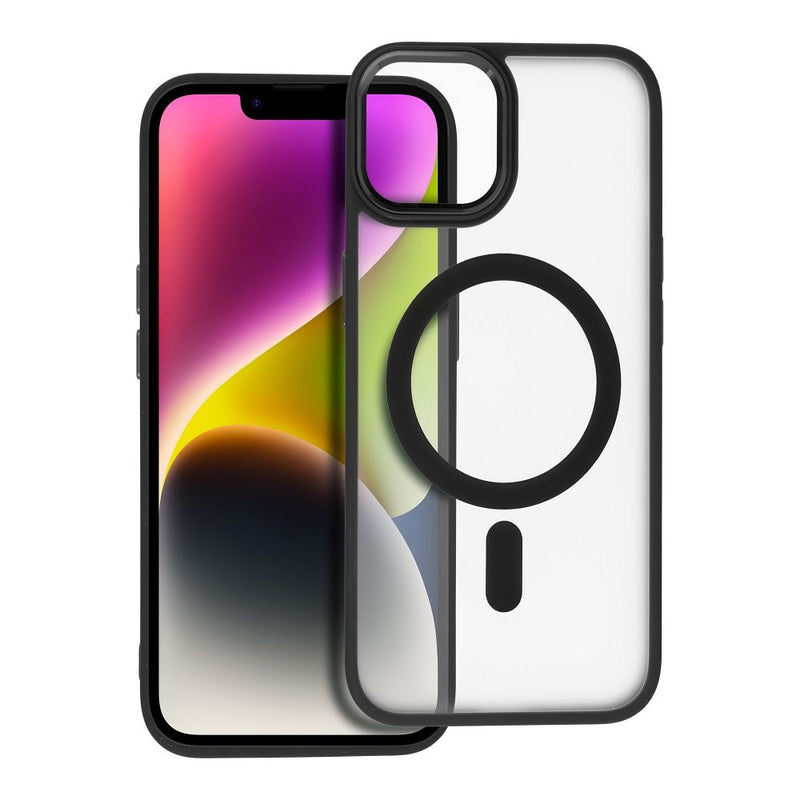 Viedtālruņa aizmugurējais vāciņš Apple iPhone 14 Matte Mag Cover - Melna,Caurspīdīga