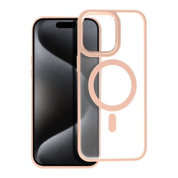 Viedtālruņa aizmugurējais vāciņš Apple iPhone 15 Pro Max MagSafe BACK_CASE - Rozā caurspīdīga