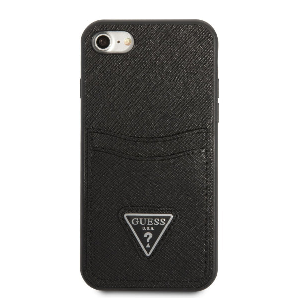 Viedtālruņa aizmugurējais vāciņš Apple iPhone 7 Saffiano Double Card - Melna