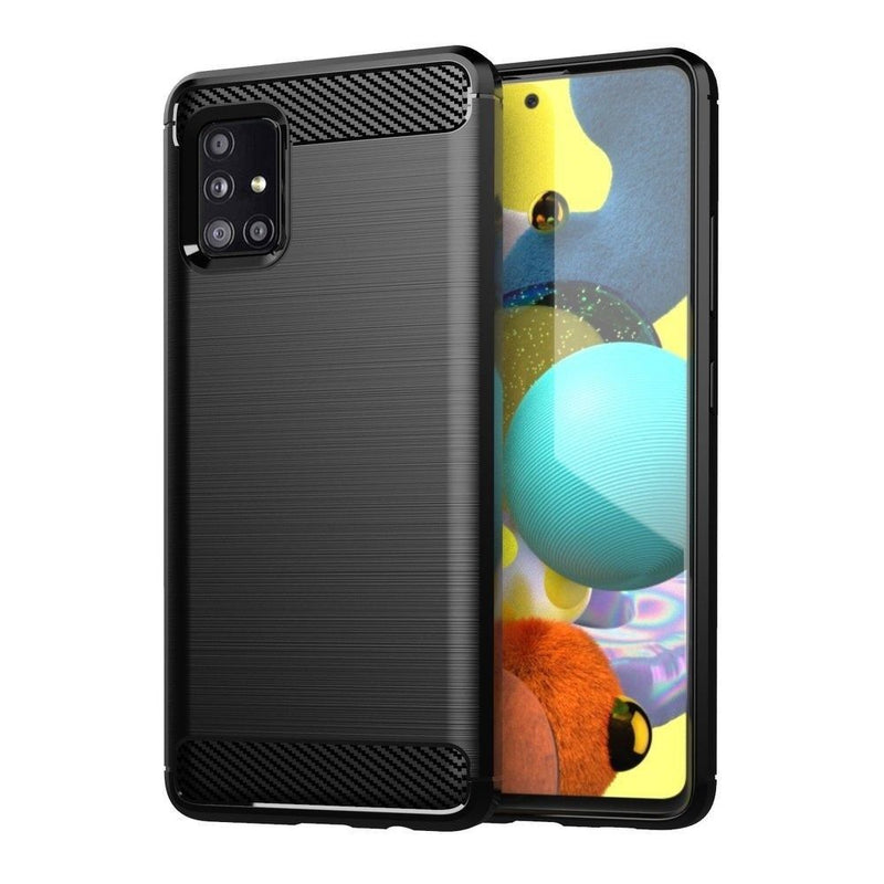 Viedtālruņa aizmugurējais vāciņš Samsung Galaxy A71 Carbon - Melna