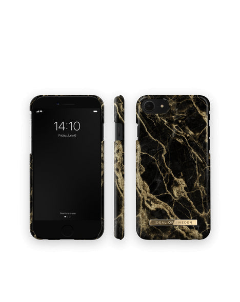 Viedtālruņa aizmugurējais vāciņš Apple iPhone SE 22 Golden Smoke Marble - Melna zelta ar dizainu