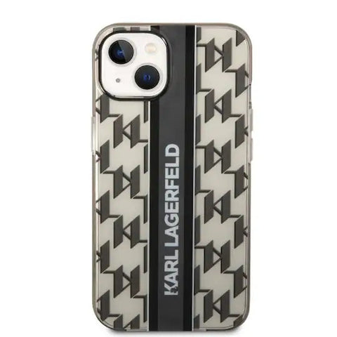 Apple iPhone 14 Monogram Vertical Stripe - Melna ar tekstu