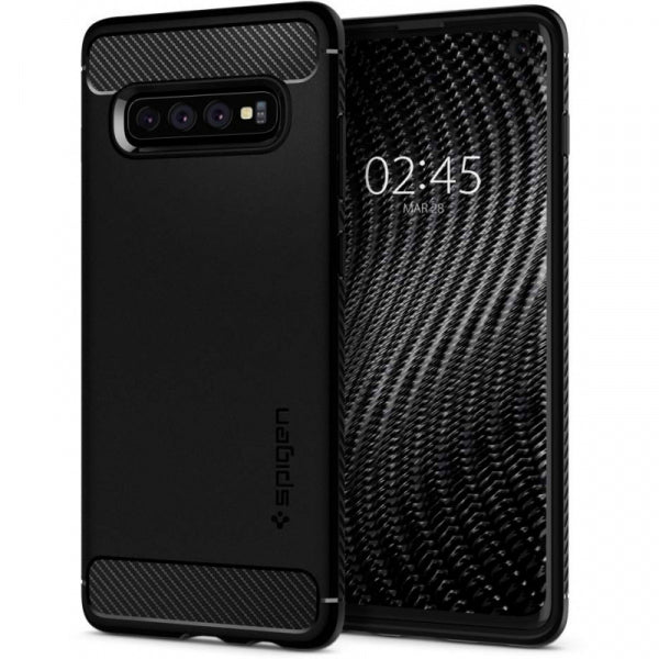 Viedtālruņa aizmugurējais vāciņš Samsung Galaxy S10 Plus Rugged Armor - Melna