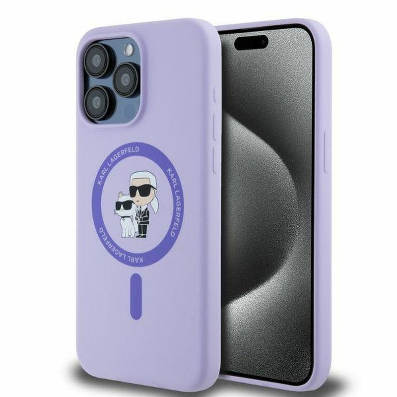 Viedtālruņa aizmugurējais vāciņš Apple iPhone 15 Pro Max Silic Karl Chou Mag - Violeta