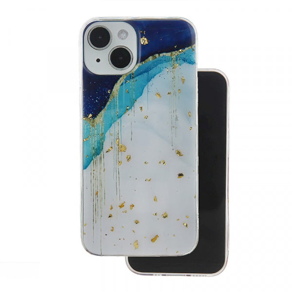 Viedtālruņa aizmugurējais vāciņš Samsung Galaxy A55 Gold Glam Iceberg - Balta,Zila