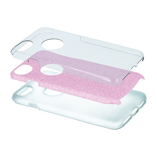 Viedtālruņa aizmugurējais vāciņš Samsung iPhone 6 Glitter 3 In 1 - Rozā