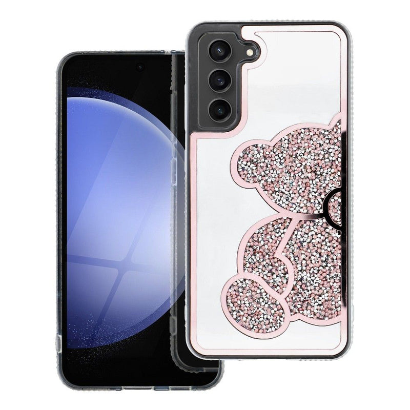 Viedtālruņa aizmugurējais vāciņš Samsung Galaxy S22 Teddy Bear - Rozā