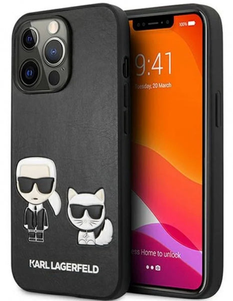 Viedtālruņa aizmugurējais vāciņš Apple iPhone 13 Pro Ikonik Karl Choupette - Melna