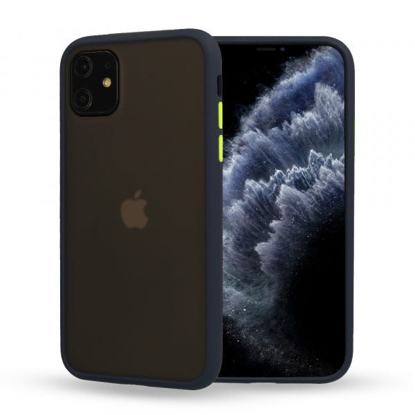 Viedtālruņa aizmugurējais vāciņš Samsung Galaxy A40 Color Button Bumper - Caurspīdīga tumši zila