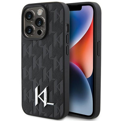Viedtālruņa aizmugurējais vāciņš Apple iPhone 15 Pro Max Leather Monogram - Melna