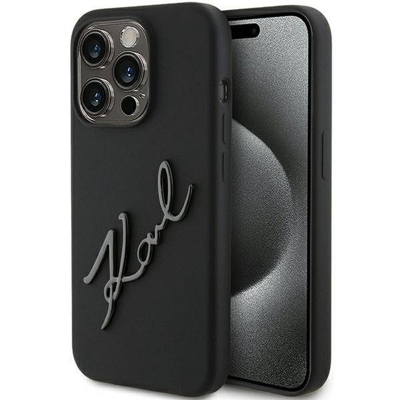 Viedtālruņa aizmugurējais vāciņš Apple iPhone 15 Pro Karl Script - Melna