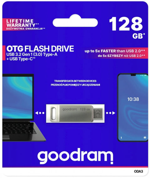 Ārējā atmiņa Goodram Flash Drive 128 128GB USB 3.2 USB-C USB-A