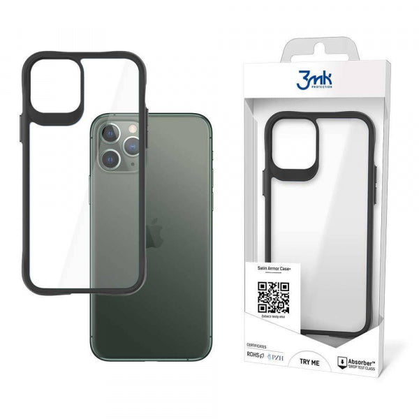 Viedtālruņa aizmugurējais vāciņš Apple iPhone 11 Pro Max Satin Armor Case Pl - Melna caurspīdīga