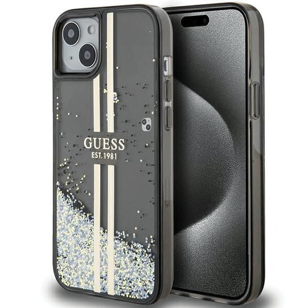 Viedtālruņa aizmugurējais vāciņš Apple iPhone 14 Liquid Glitter - Melna,Caurspīdīga