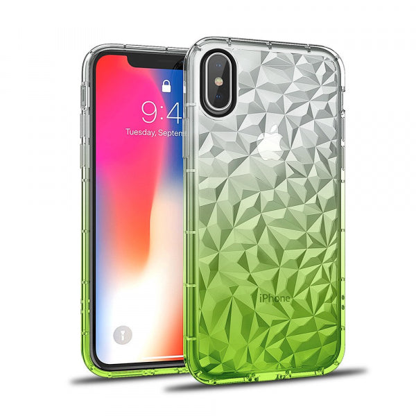 Viedtālruņa aizmugurējais vāciņš Apple iPhone XS Diamond Ombre - Balta zaļa