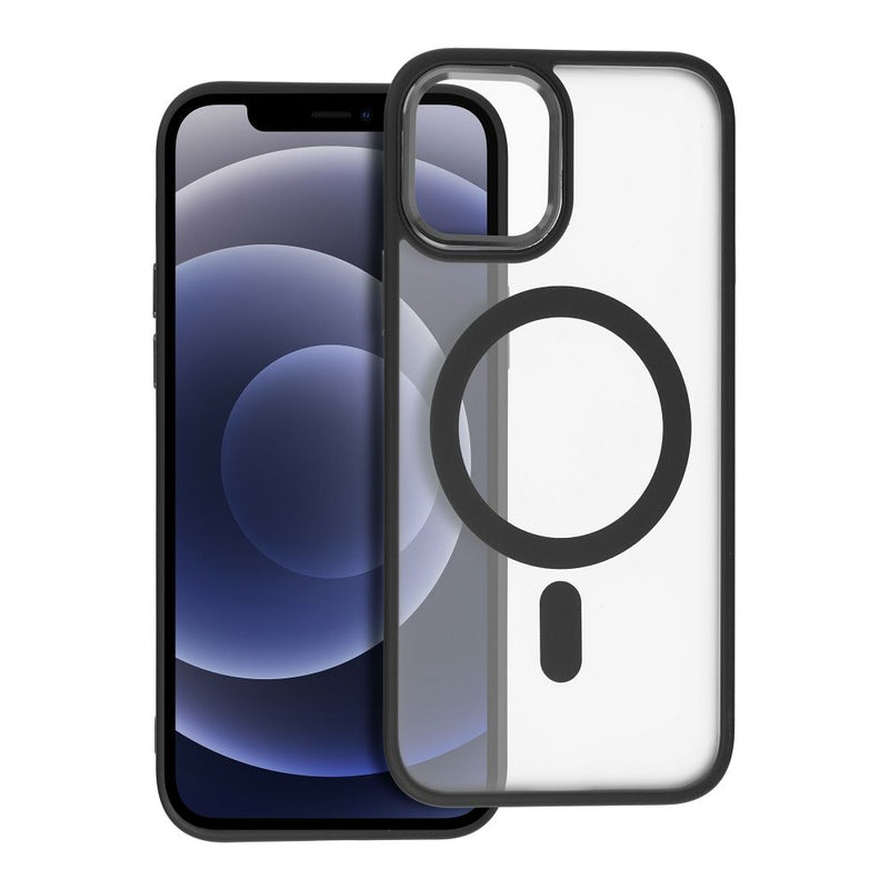 Viedtālruņa aizmugurējais vāciņš Apple iPhone 12 Matte Mag Cover - Melna,Caurspīdīga