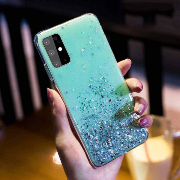 Viedtālruņa aizmugurējais vāciņš Huawei Nova 8i Glue Glitter - Piparmētru ar dizainu