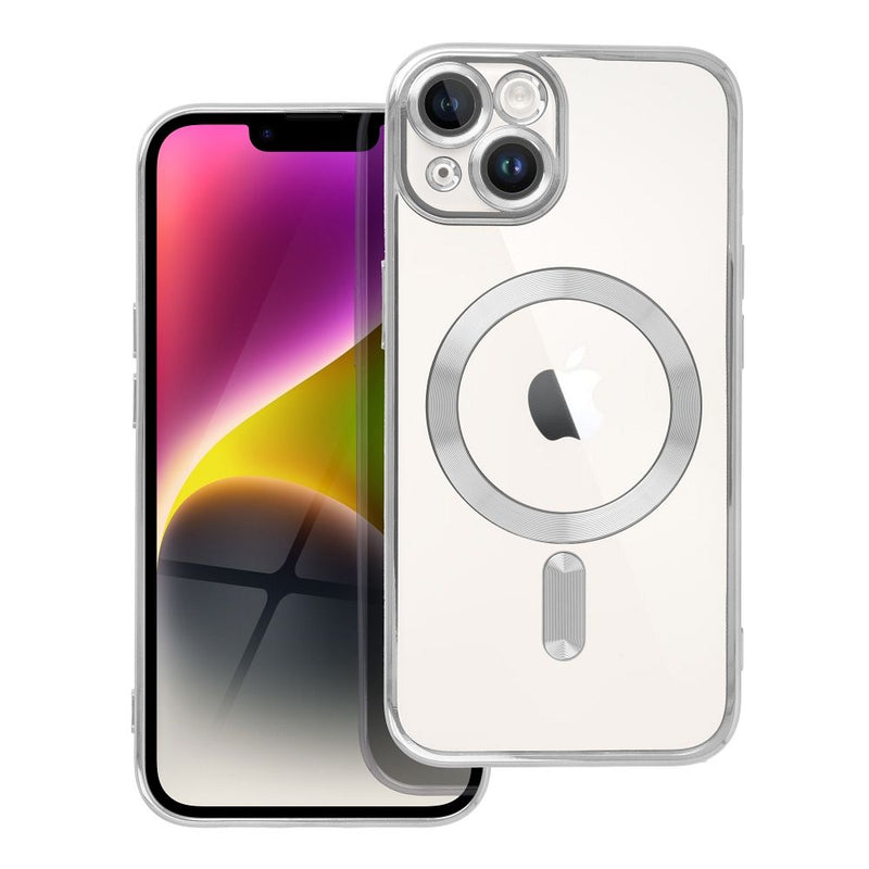 Viedtālruņa aizmugurējais vāciņš Apple iPhone 14 Magnet Cover - Caurspīdīga,Sudraba