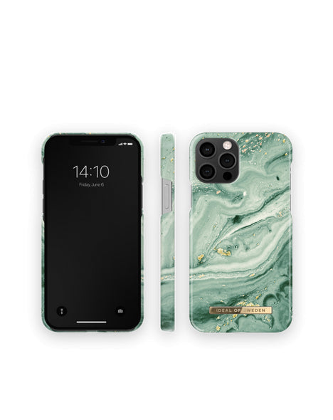 Viedtālruņa aizmugurējais vāciņš Apple iPhone 12 Pro Mint Swirl Marble - Piparmētru ar dizainu
