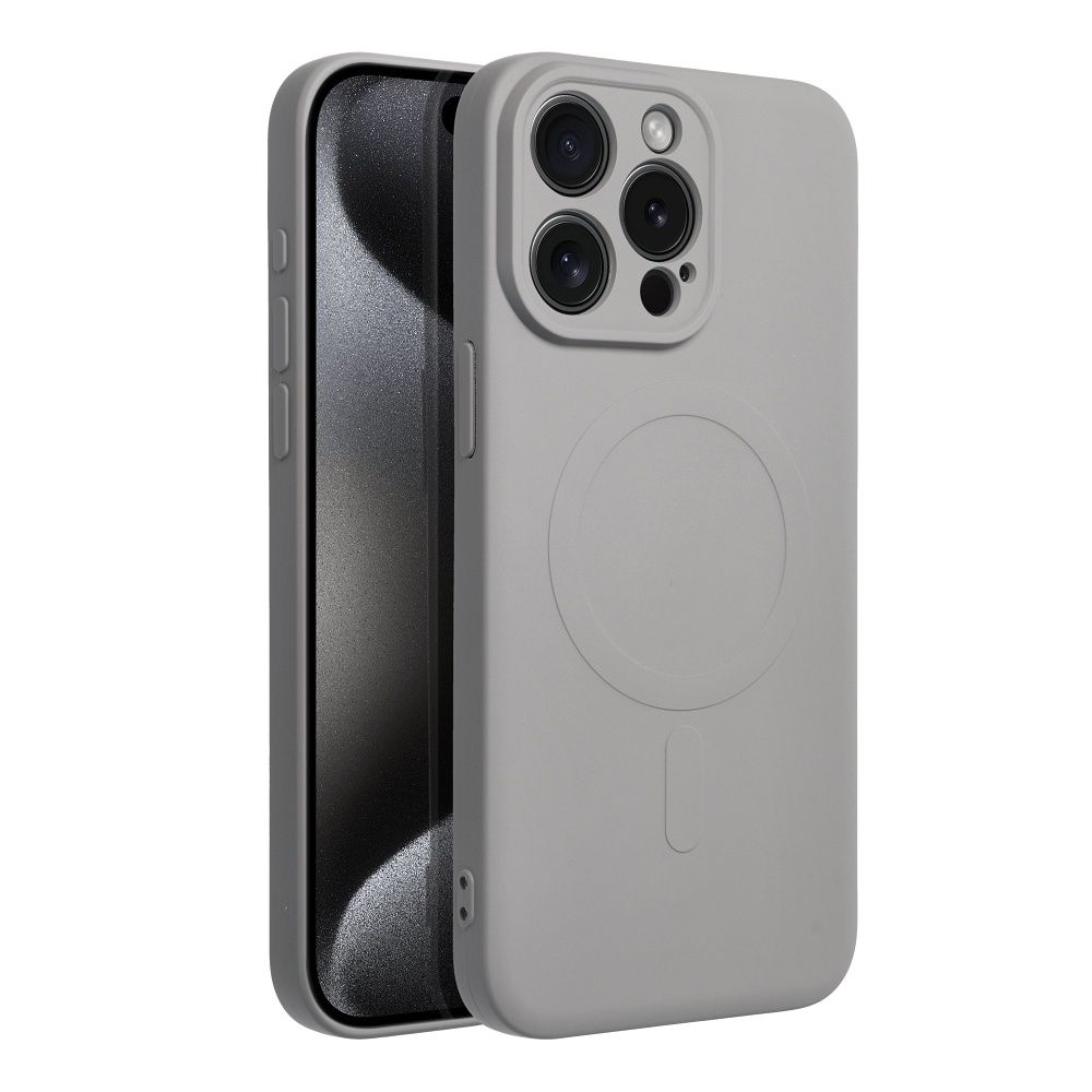 Viedtālruņa aizmugurējais vāciņš Apple iPhone 15 Pro Max Silicone Mag - Pelēka