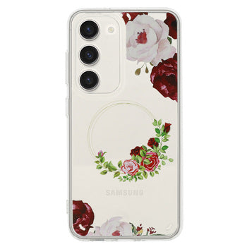 Viedtālruņa aizmugurējais vāciņš Samsung Galaxy S23 Fe Flower Design2 - Caurspīdīga,Sarkanbrūns