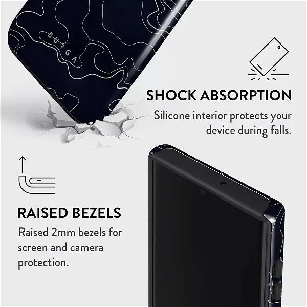 Viedtālruņa aizmugurējais vāciņš Samsung Galaxy S22 Ultra Drifting Shores - Melna ar dizainu