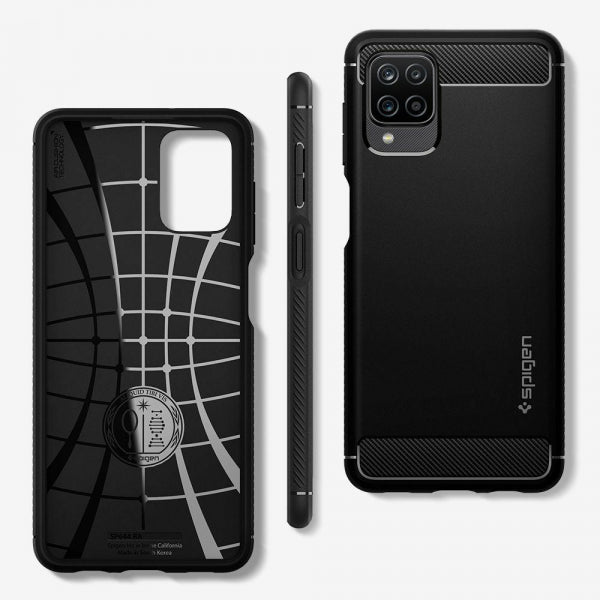 Viedtālruņa aizmugurējais vāciņš Samsung Galaxy A12 Rugged Armor - Melna