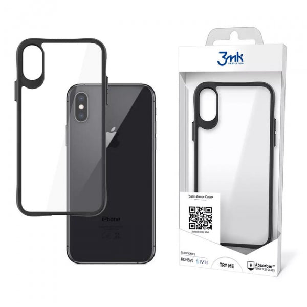 Viedtālruņa aizmugurējais vāciņš Apple iPhone X Satin Armor Case Pl - Melna caurspīdīga