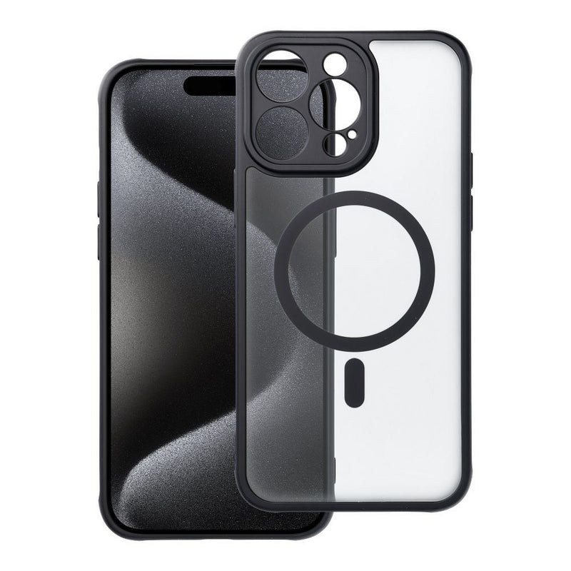 Viedtālruņa aizmugurējais vāciņš Apple iPhone 15 Pro Max Full Matte Mag - Melna,Caurspīdīga