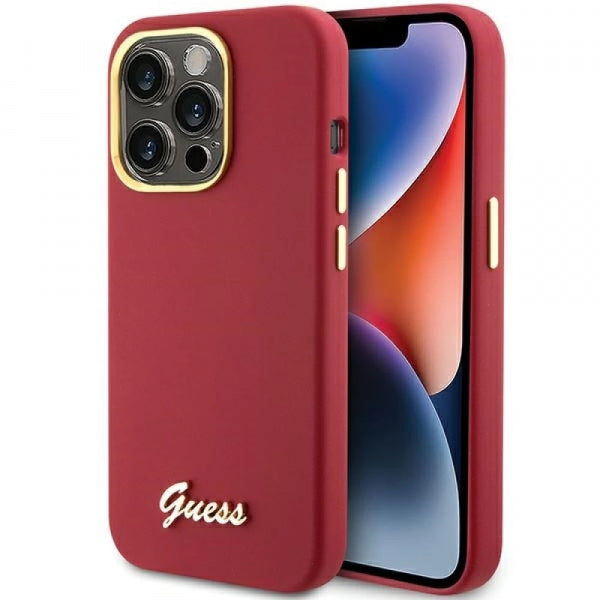 Viedtālruņa aizmugurējais vāciņš Apple iPhone 15 Pro Max Script Metal Collection - Magenta