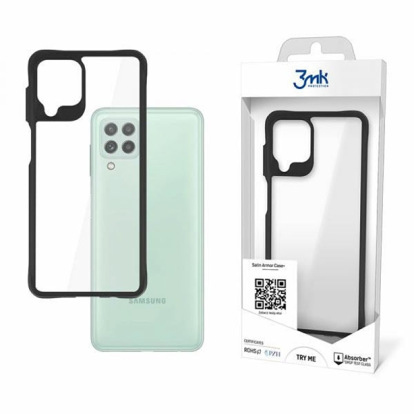 Viedtālruņa aizmugurējais vāciņš Samsung Galaxy A22 Satin Armor Case Pl - Melna caurspīdīga