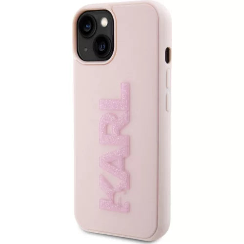 Viedtālruņa aizmugurējais vāciņš Apple iPhone 14 Karl Lagerfeld Embossed - Rozā