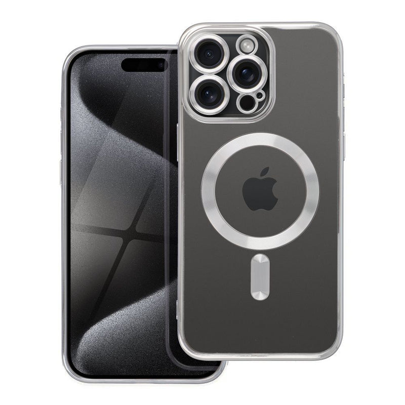 Viedtālruņa aizmugurējais vāciņš Apple iPhone 15 Pro Max Magnet Cover - Pelēka,Caurspīdīga