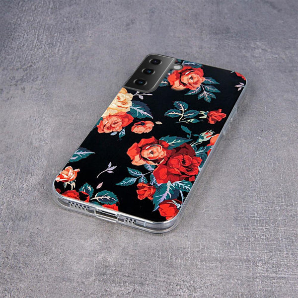 Viedtālruņa aizmugurējais vāciņš Samsung Galaxy S21 Fe Ultratrendyflowers 1 - Melna rožu ar dizainu