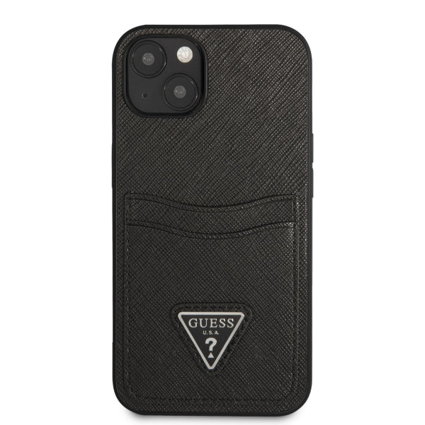 Viedtālruņa aizmugurējais vāciņš Apple iPhone 12 Saffiano Double Card - Melna