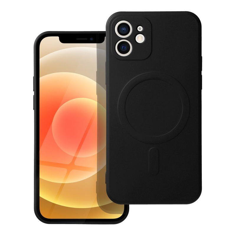 Viedtālruņa aizmugurējais vāciņš Apple iPhone 12 Silicone Mag - Melna
