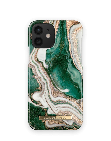 Viedtālruņa aizmugurējais vāciņš Apple iPhone 12 Golden Jade Marble - Zaļa bēša ar dizainu