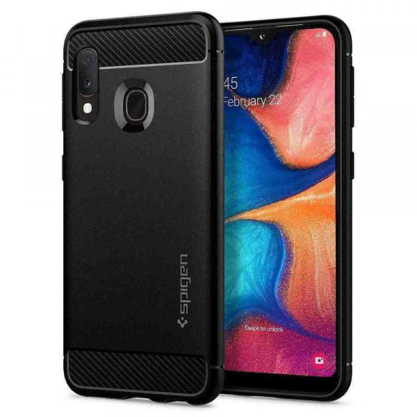 Viedtālruņa aizmugurējais vāciņš Samsung Galaxy A20e Rugged Armor - Melna