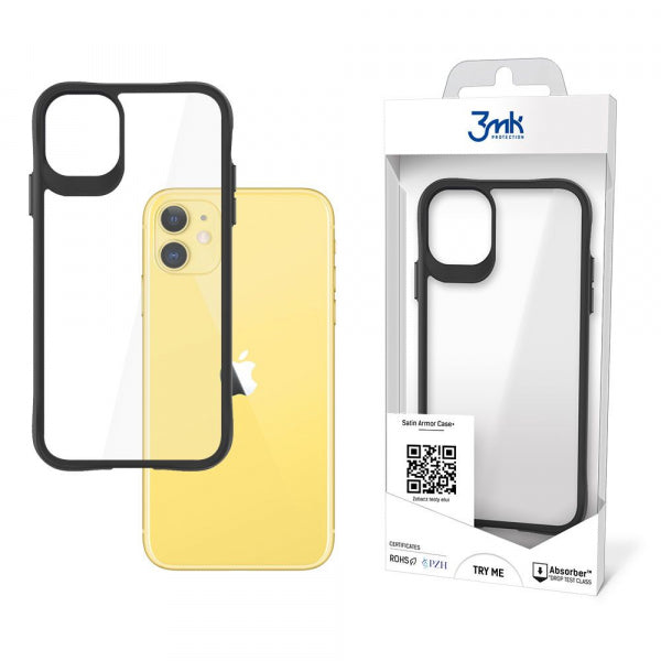 Viedtālruņa aizmugurējais vāciņš Apple iPhone 11 Satin Armor Case Pl - Melna caurspīdīga