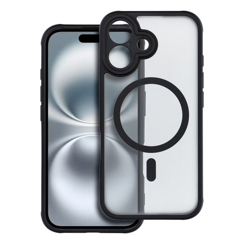 Viedtālruņa aizmugurējais vāciņš Apple iPhone 16 Full Matte Mag - Melna,Caurspīdīga