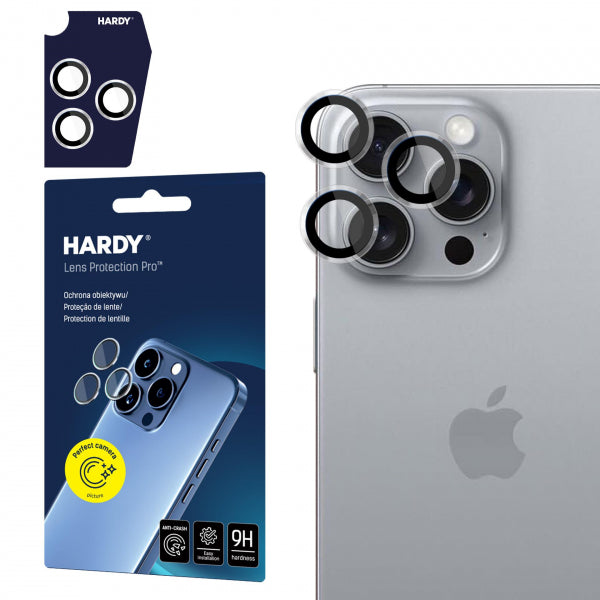 Viedtālruņa kameras aizsargstikls Apple iPhone 16 Pro Hardy Lens - Melna