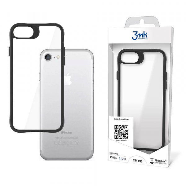 Viedtālruņa aizmugurējais vāciņš Apple iPhone SE 20 Satin Armor Case Pl - Melna caurspīdīga