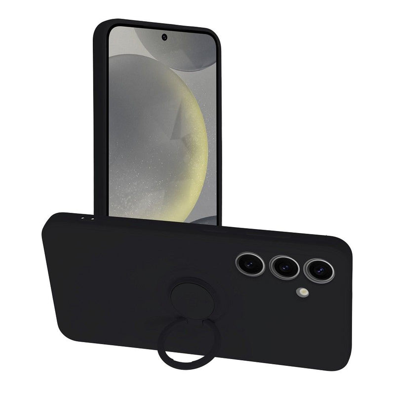 Viedtālruņa aizmugurējais vāciņš Samsung Galaxy S24 Silicone Ring - Melna