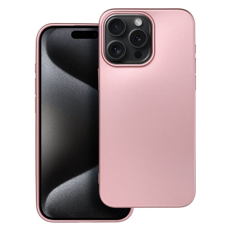 Viedtālruņa aizmugurējais vāciņš Apple iPhone 15 Pro Max Metallic case - Rozā