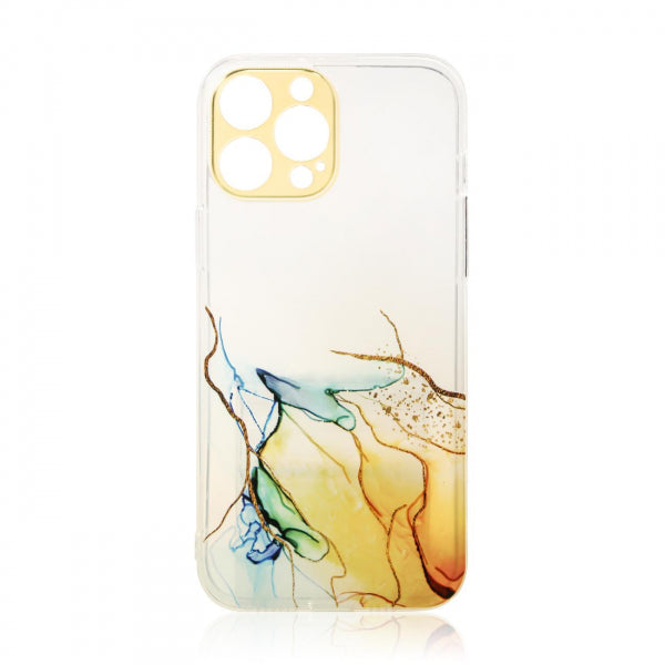 Viedtālruņa aizmugurējais vāciņš Samsung Galaxy A52 Marble Case - Caurspīdīga oranža