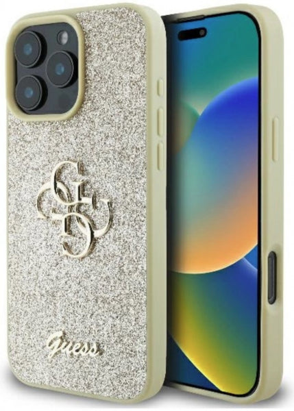 Viedtālruņa aizmugurējais vāciņš Apple iPhone 16 Pro Glitter Big Logo - Zelta
