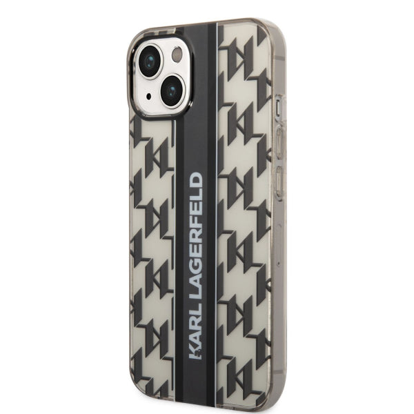 Viedtālruņa aizmugurējais vāciņš Apple iPhone 14 Plus Monogram Vertical Stripe - Melna ar tekstu