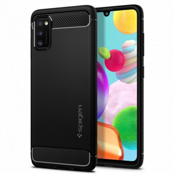 Viedtālruņa aizmugurējais vāciņš Samsung Galaxy A41 Rugged Armor - Melna
