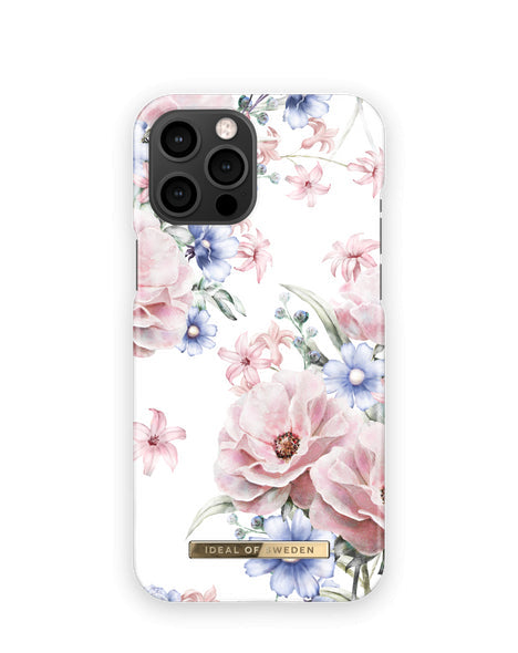 Viedtālruņa aizmugurējais vāciņš Apple iPhone 12 Pro Max Floral Romance - Balta maigi rozā ar dizainu