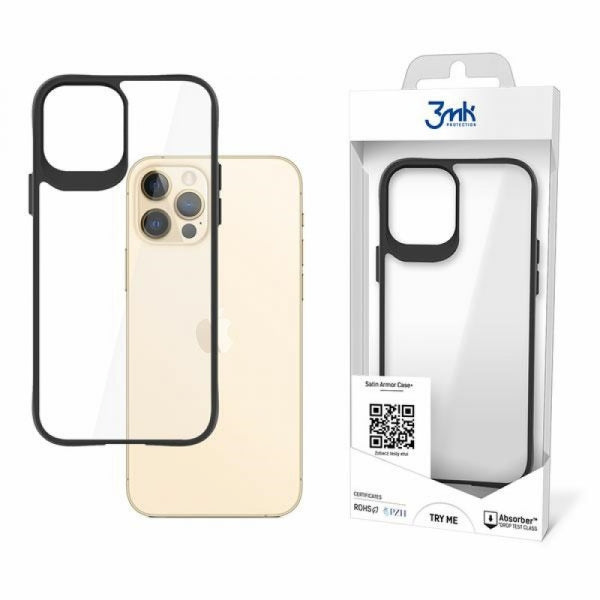 Viedtālruņa aizmugurējais vāciņš Apple iPhone 12 Satin Armor Case Pl - Melna caurspīdīga
